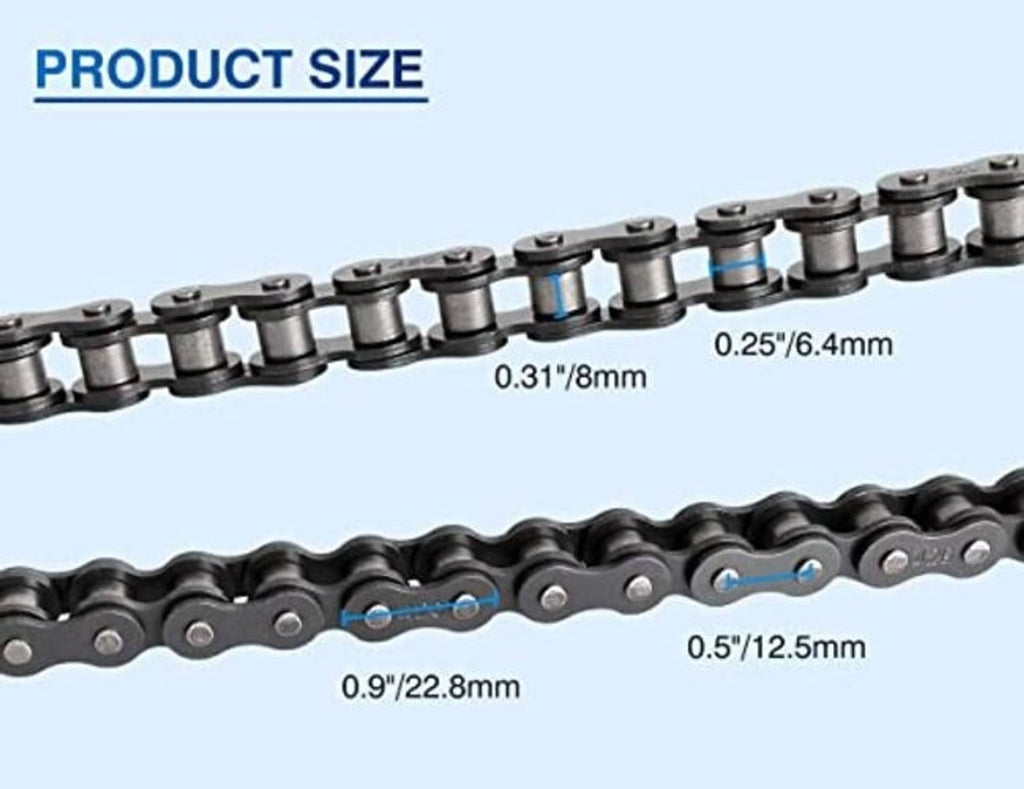 Motorcycle roller chain link sections in gray and black
