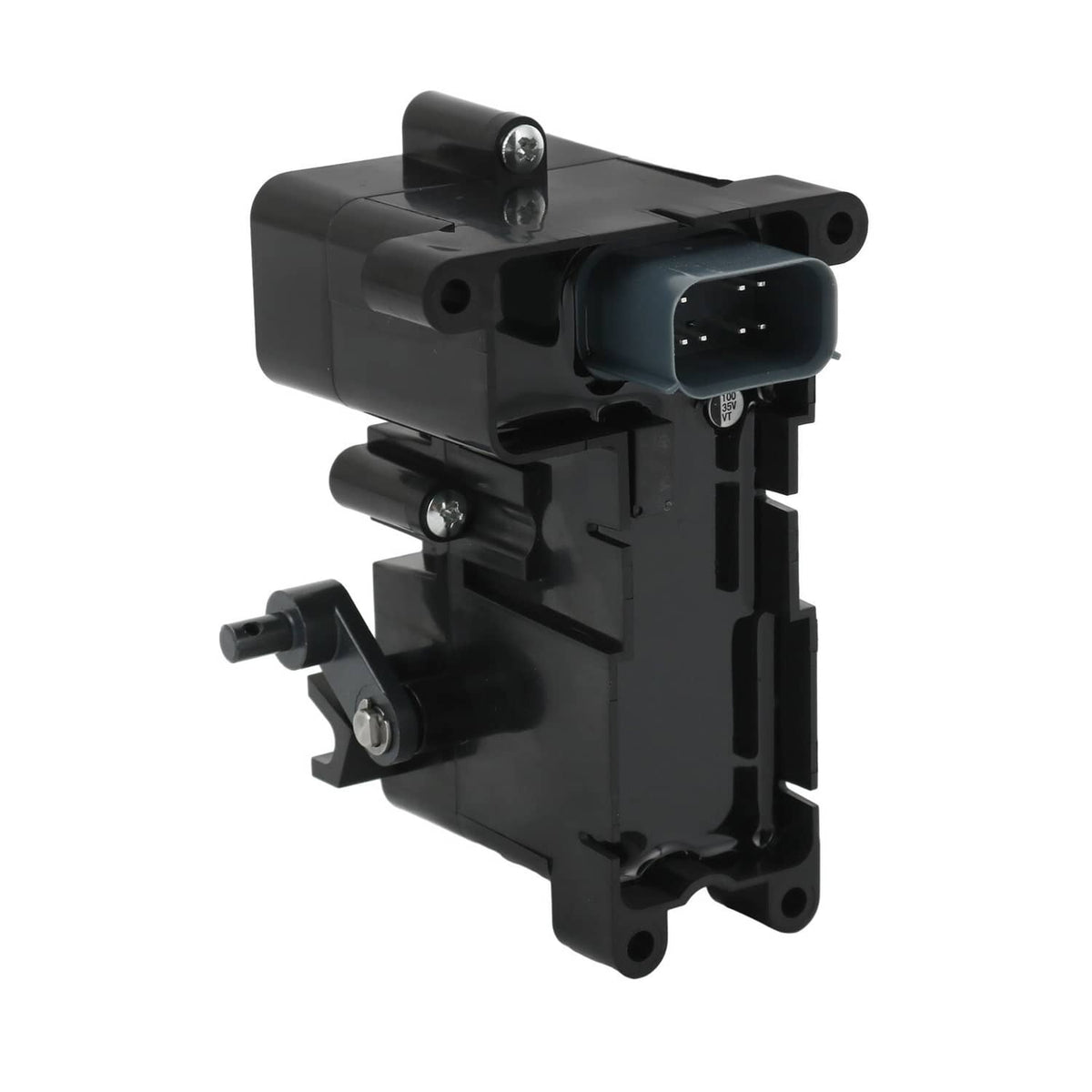 Brake control module with electrical connector, black plastic housing
