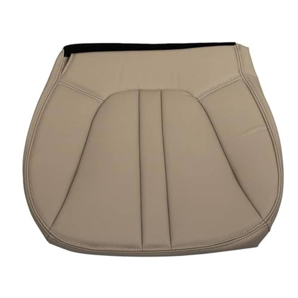 Tan synthetic leather seat bottom cover underside view with central panel stitching
