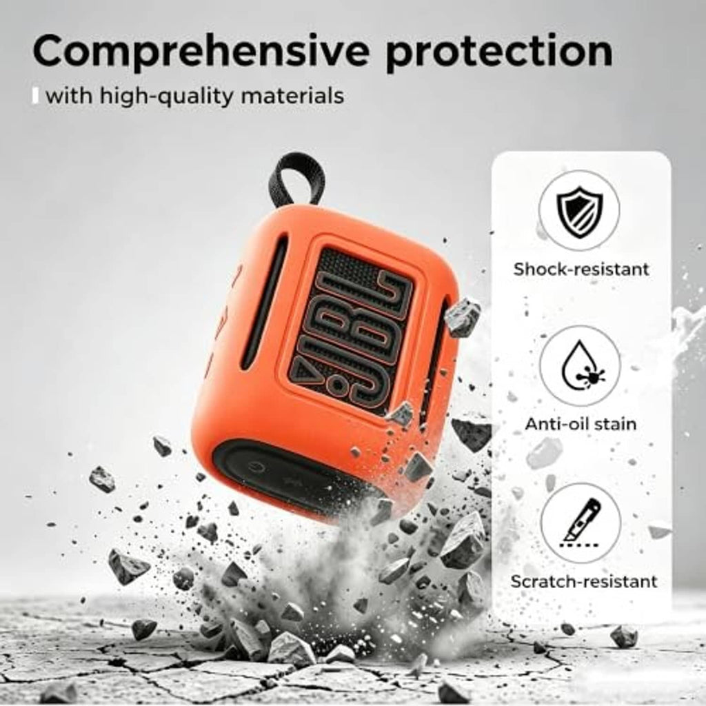 Orange silicone speaker cover with protection design and water-splash resistance