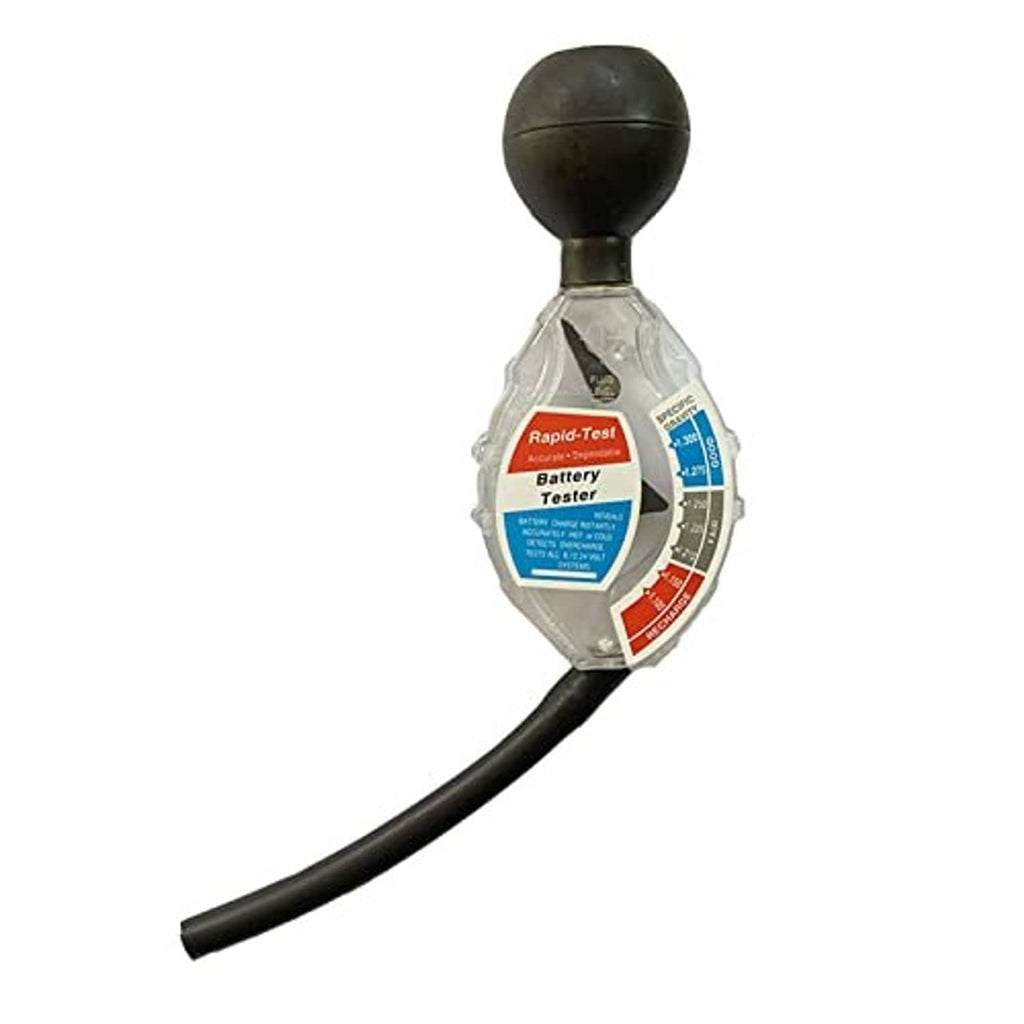 Battery hydrometer tester with clear oval gauge and black rubber bulb