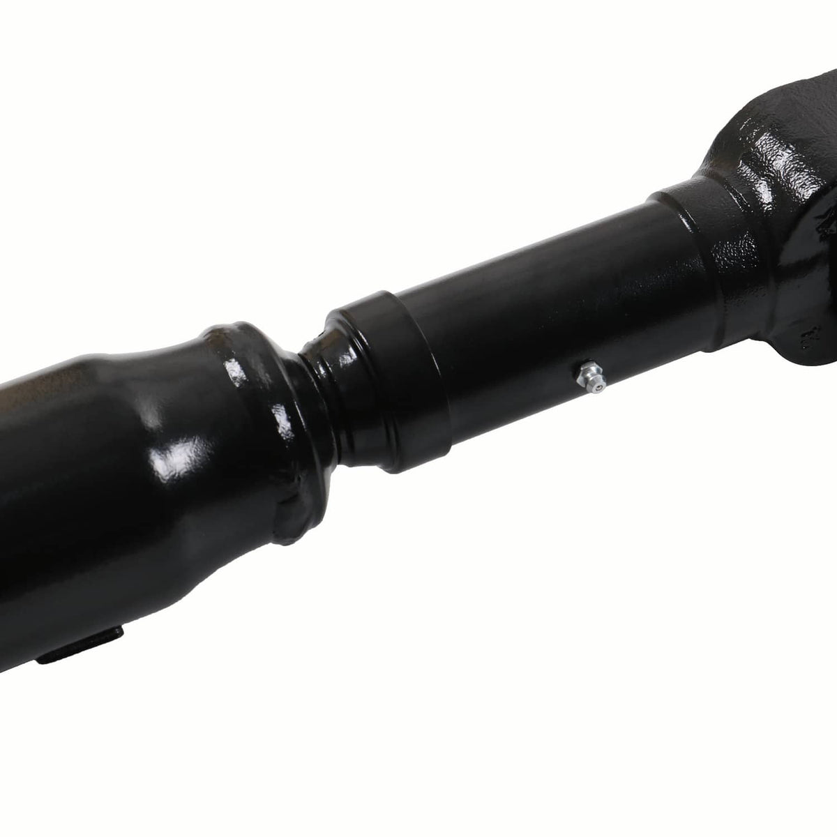 Rear driveshaft prop shaft assembly, black cylindrical shaft with end yoke