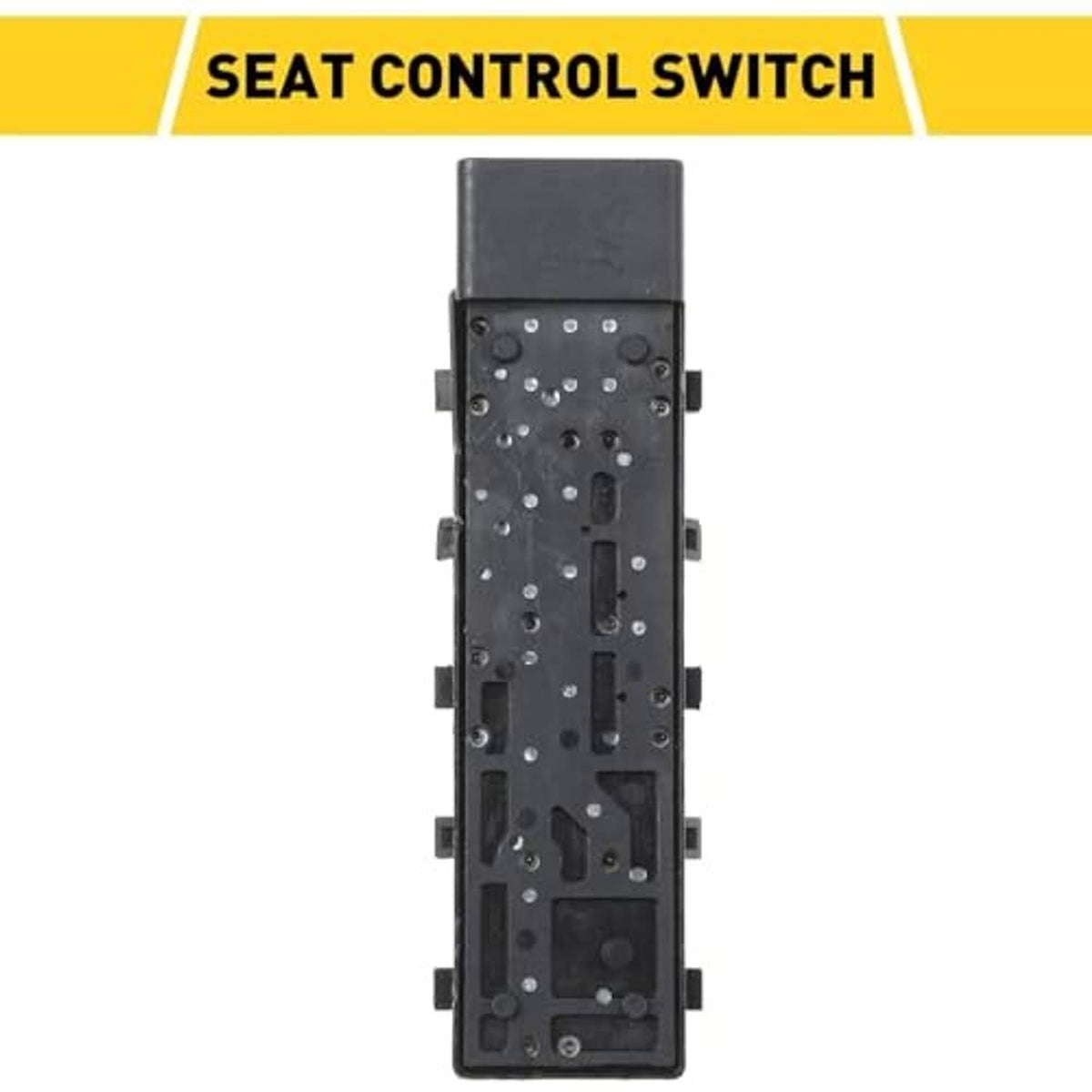 Power seat control switch back panel with multiple contact points and plug terminals