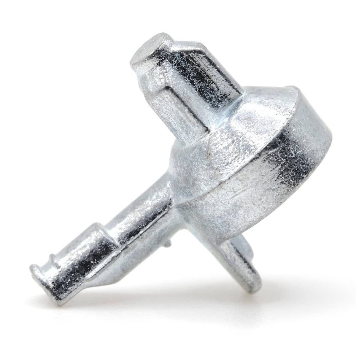 Replacement shelf support pin, silver zinc finish with cross head and peg prongs