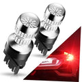 Red LED bulbs, pair of chrome housings with diode arrays, casting red light