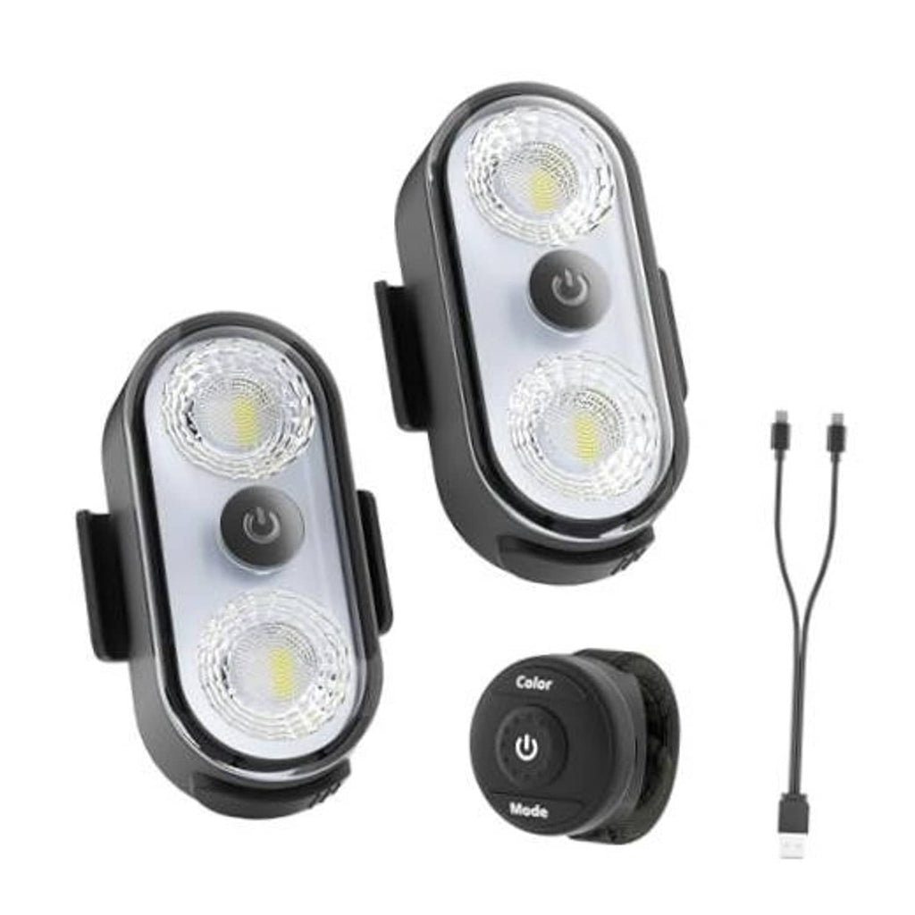 Two oval clip-on LED interior lights, black housing, three-lens design