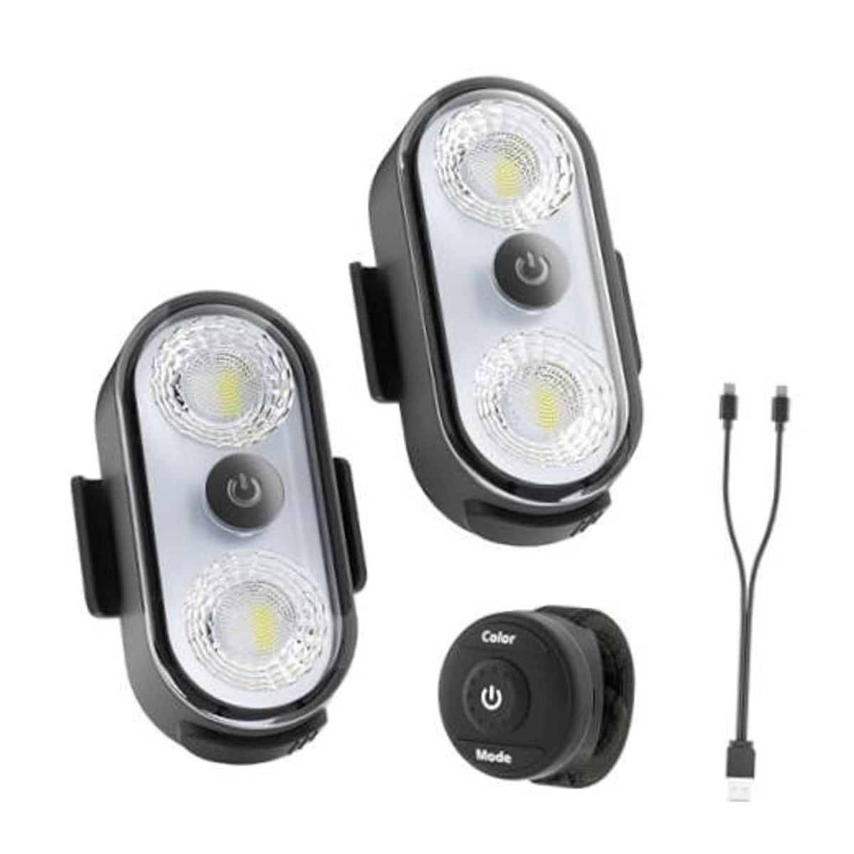 Two oval clip-on LED interior lights, black housing, three-lens design