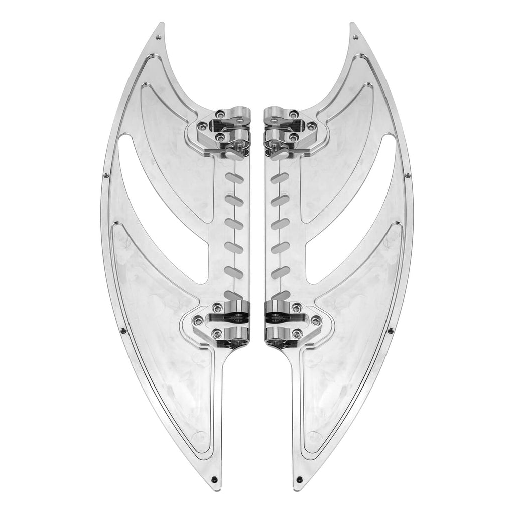 Full set of chrome front and rear footboards with detailed mounting brackets