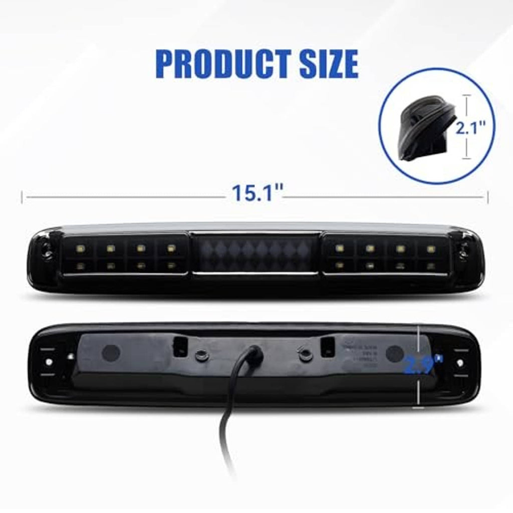 Third brake light LED bar with front and rear housing shown, includes mounting area