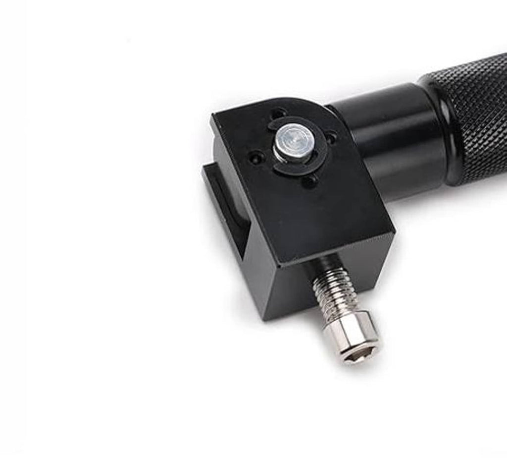 Black foldable motorcycle foot peg bracket with textured grip and threaded mounting bolt