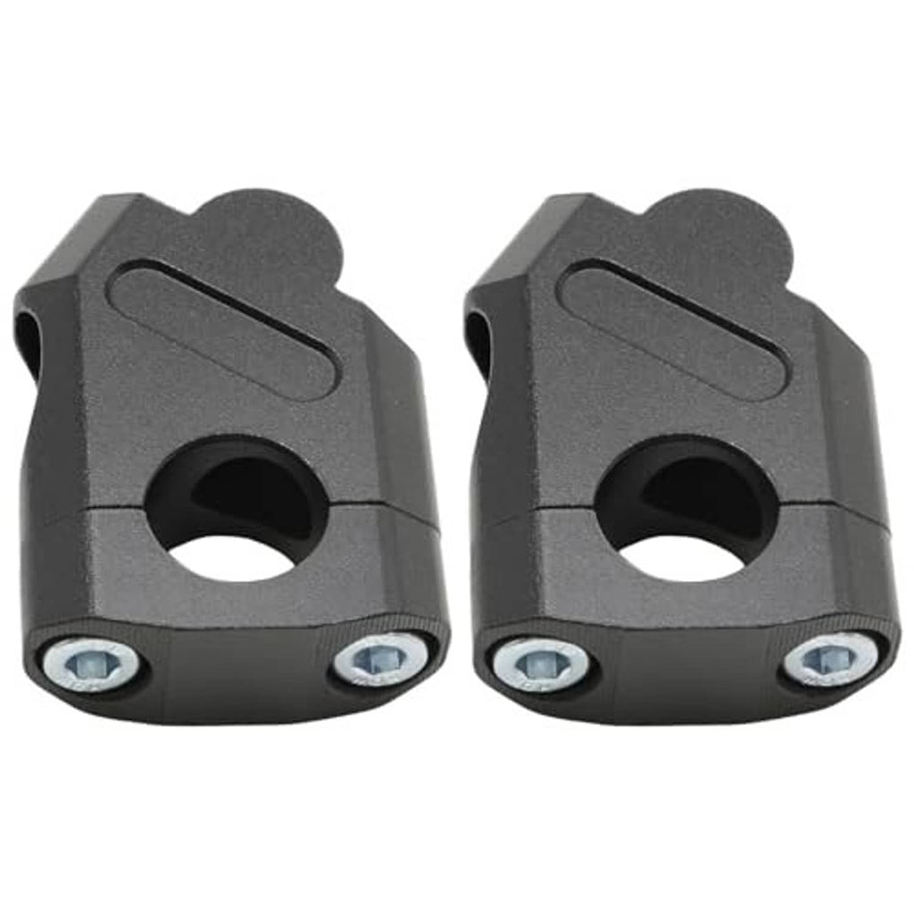 Black handlebar bar riser clamps, two-piece set with mounting holes and bolts