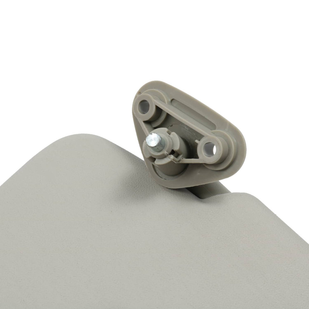 Gray sun visor hinge with visible pivot and mounting posts