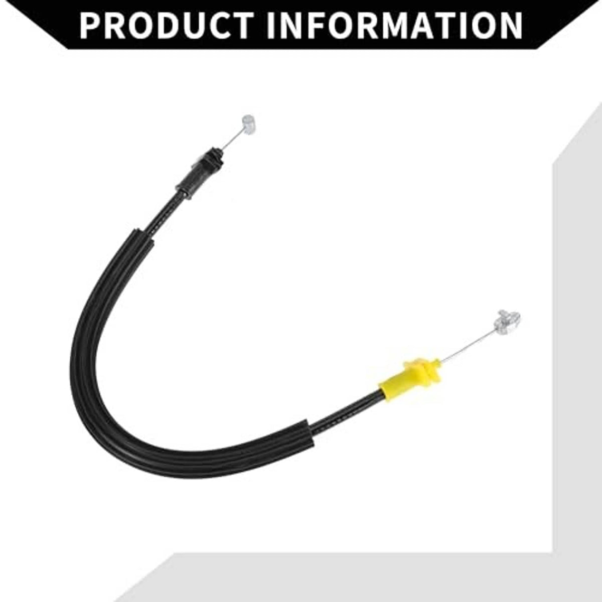 U-shaped black door latch cable with yellow connector and two metal link ends