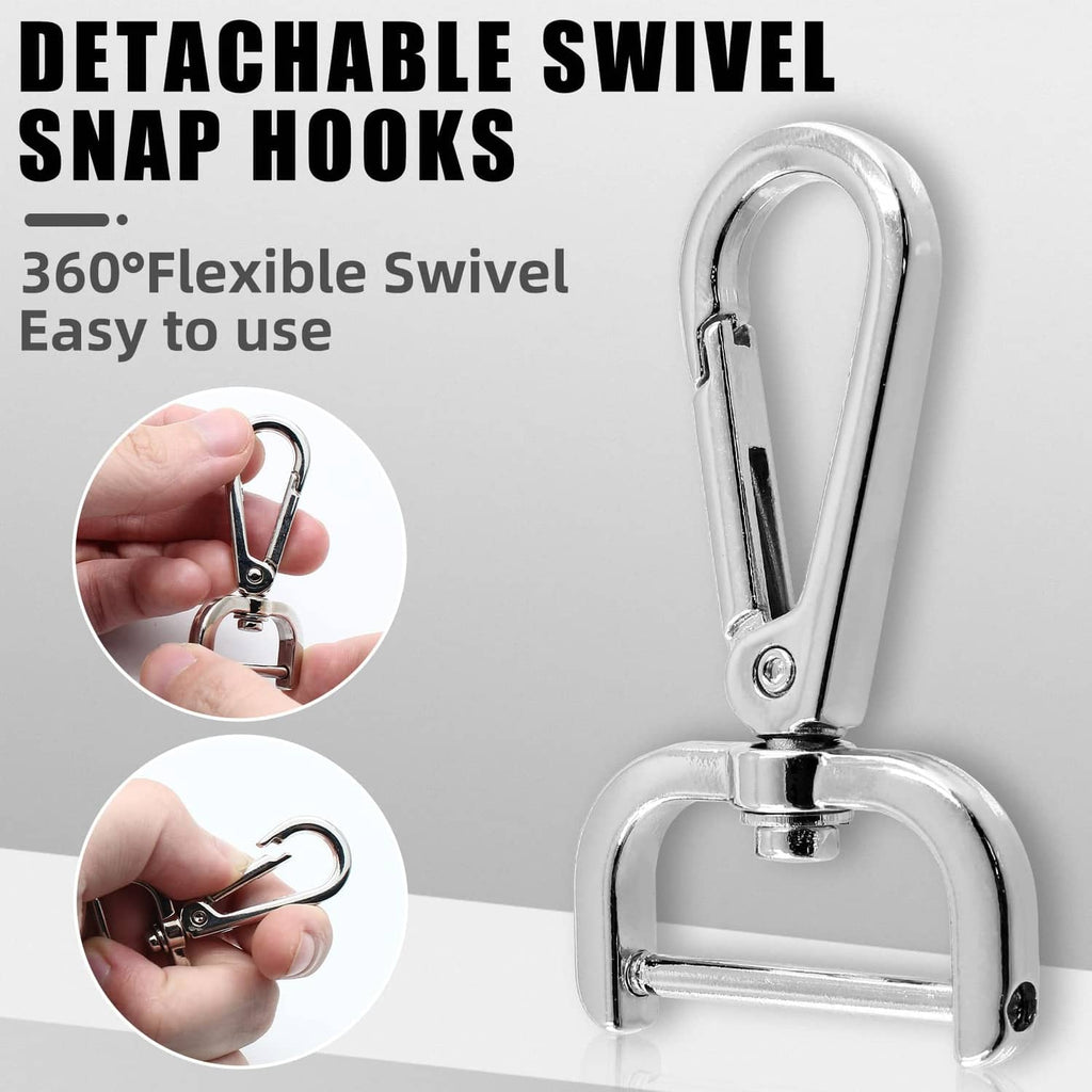 Silver detachable swivel snap hook clasp with 360° rotation feature