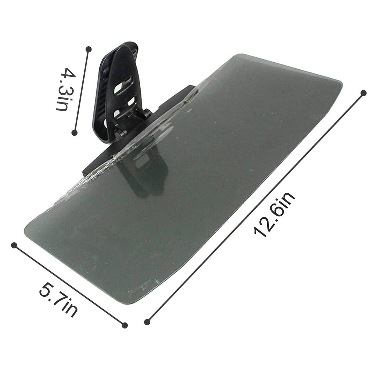 Universal sun visor extender with dark tinted panel, clip mount, 12.6 x 5.7 in