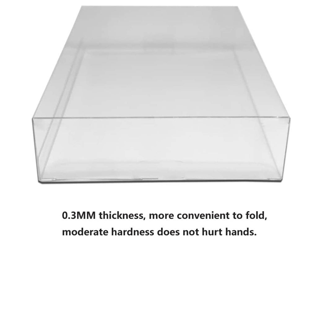 Clear plastic folding protector case, top view with transparent lid
