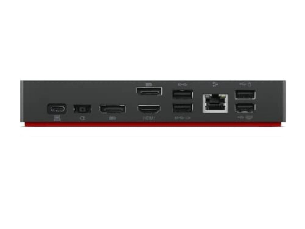 Black docking station with front USB and Ethernet ports