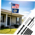 Black 10 ft in-ground flag pole set with mounting hardware for outdoor use.