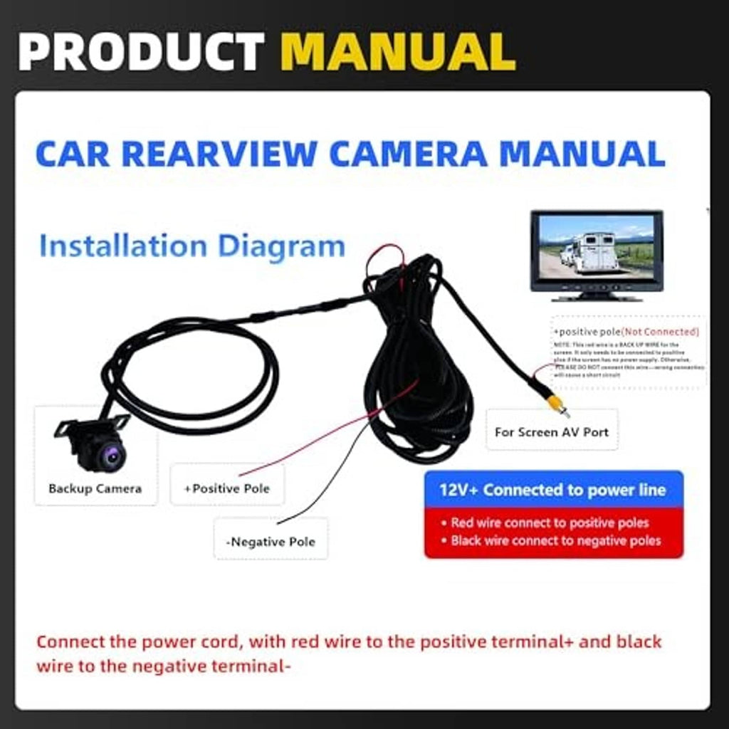 Car rearview camera manual with installation diagram and wiring instructions