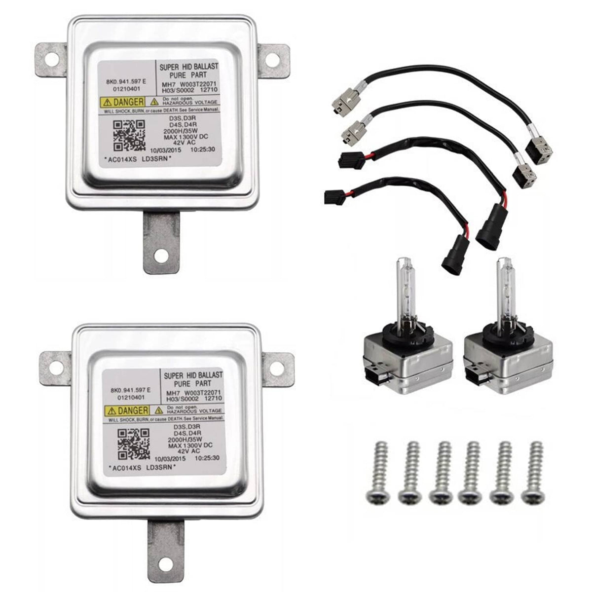 Xenon HID headlight ballast control unit kit with wiring harness and D3S bulbs