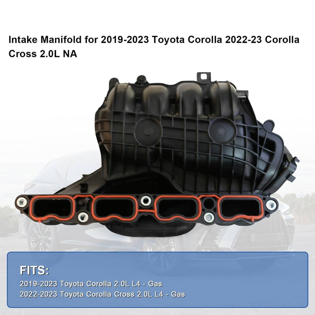 Black intake manifold kit with intake runners and orange-red gasket strip