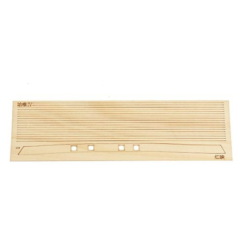 Single laser-cut wooden deck plank sheet with marked windows