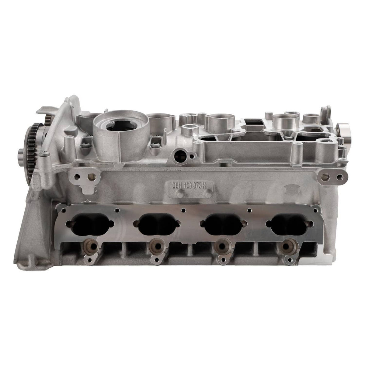 Cylinder head assembly with exhaust ports and mounting flanges, metal engine part