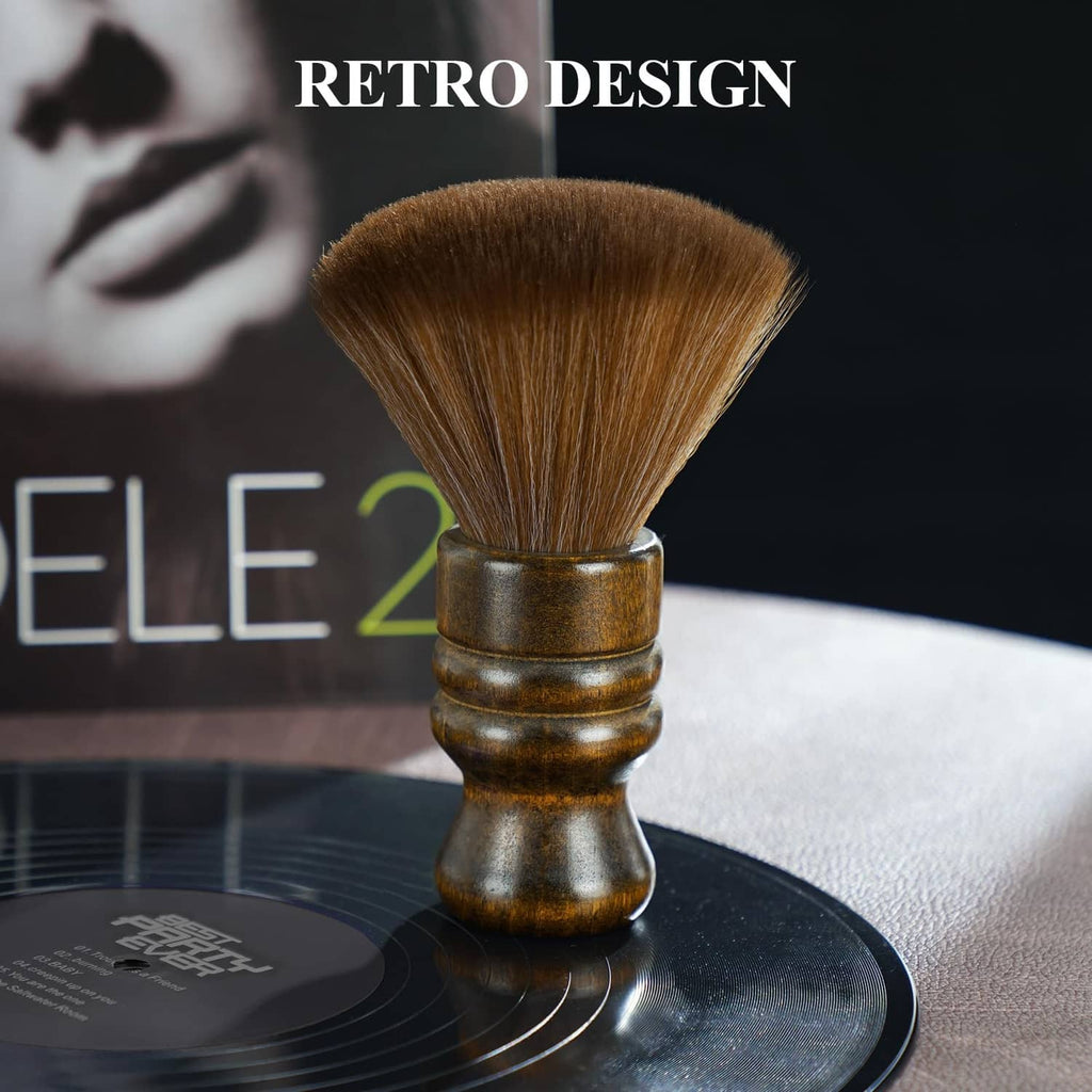 Brown bristle vinyl cleaning brush with turned wood handle