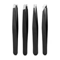 Black stainless steel precision tweezer set with four pointed tips