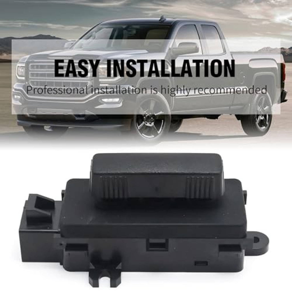 Black power seat adjustment switch module with side tabs and electrical socket