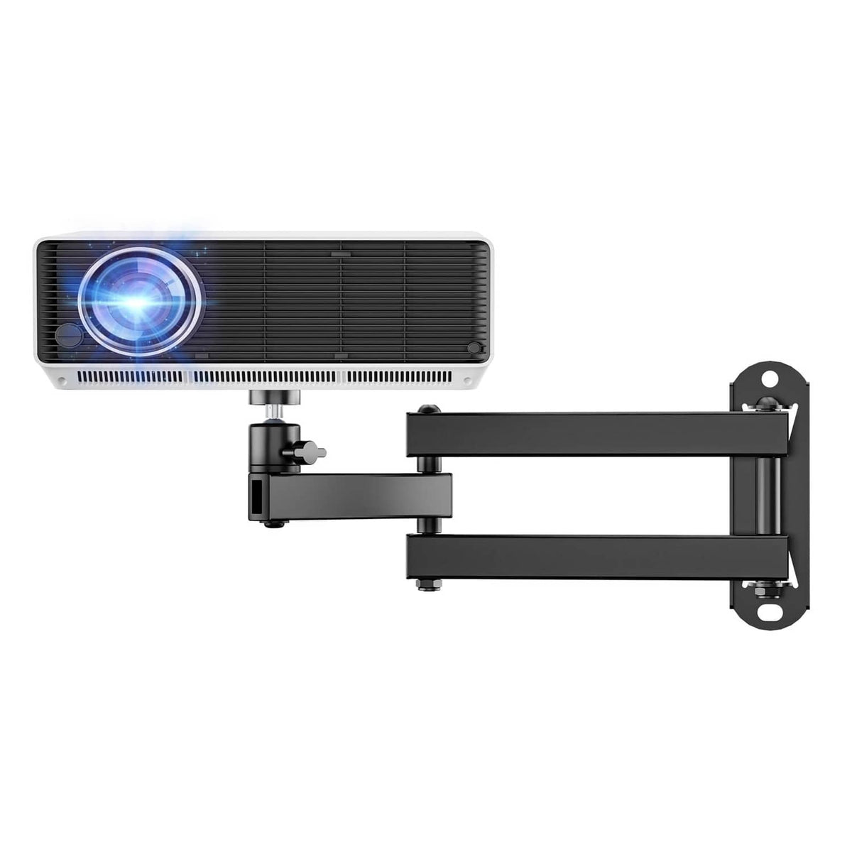 Black mini projector wall mount with 360° rotating bracket and foldable arms