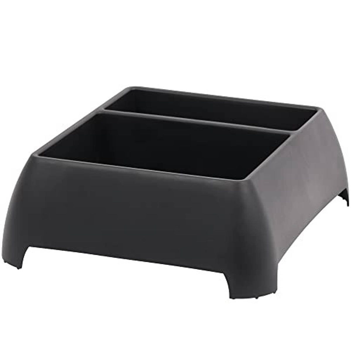 Dark gray open-top storage organizer bin with two wide compartments