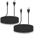 2-pack USB A to Mini-B charging cables, black, with coiled 15 ft length