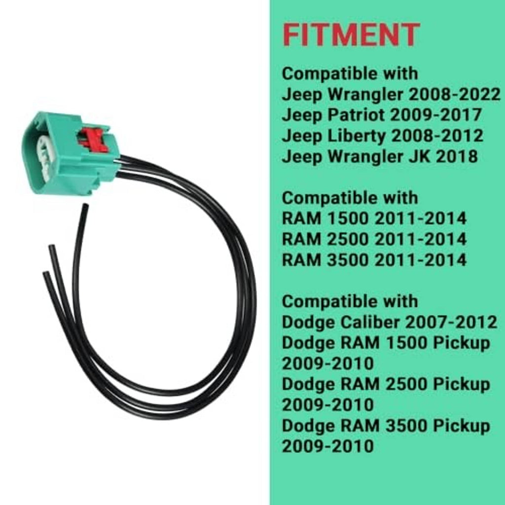 Headlight connector wiring harness with green 3-pin plug and bundled wire pigtail