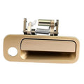 Tan exterior door handle with exposed spring mechanism, front passenger side