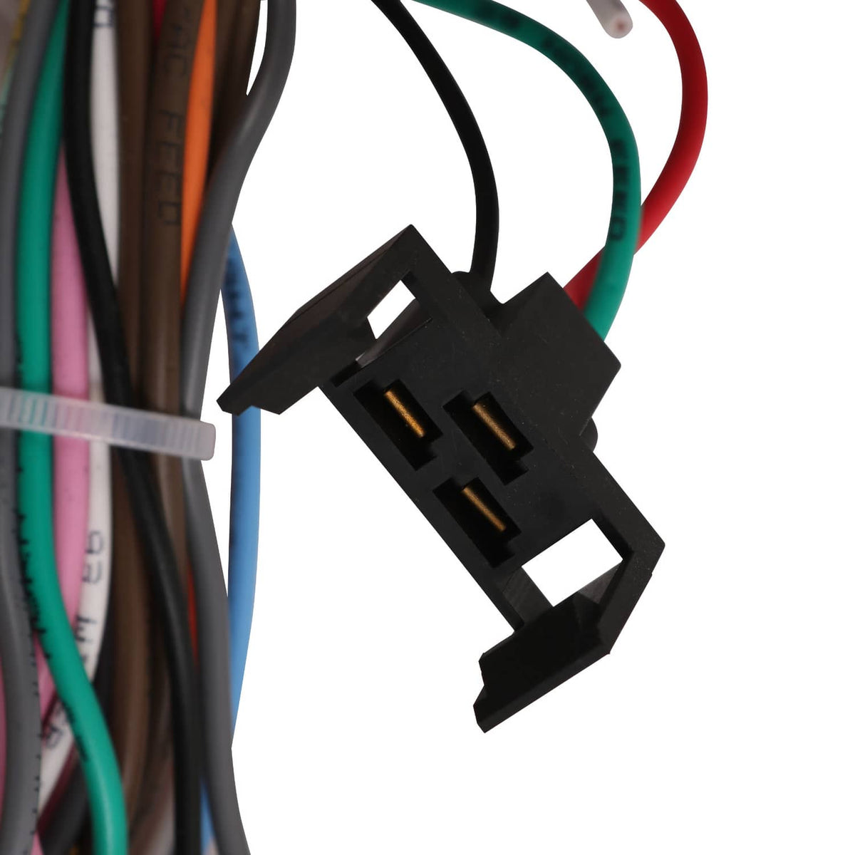Universal 22-circuit wiring harness inline connector with multi-color wire bundle