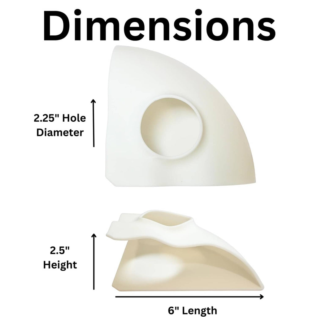 White aquarium cave insert dimensions: 6 in long, 2.5 in high, 2.25 in hole
