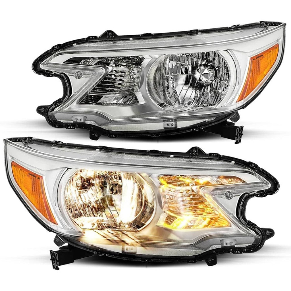 Pair of chrome amber corner headlights with clear lens and amber side reflector