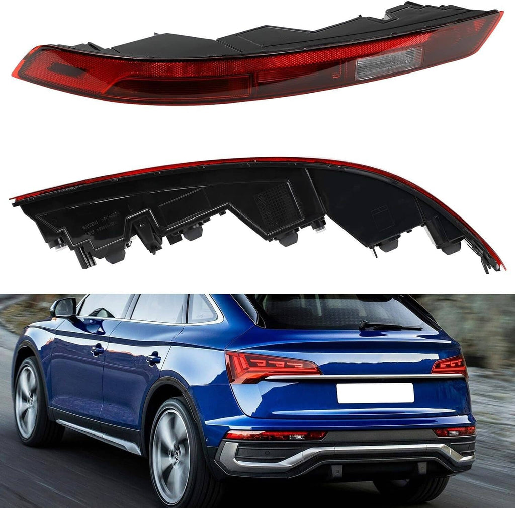 Rear tail light lamp assembly, red lens with mounting clips and black underside