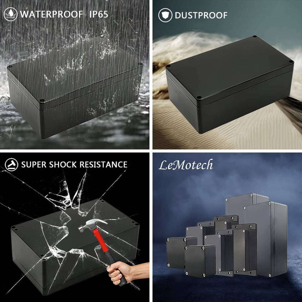 LeMotech IP65 waterproof dustproof electrical enclosure feature collage