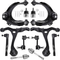 Suspension control arms kit with upper and lower arms, bushings, and ball joints