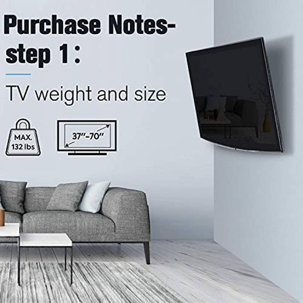TV wall mount bracket rated up to 132 lb for 37–70 inch flat TVs