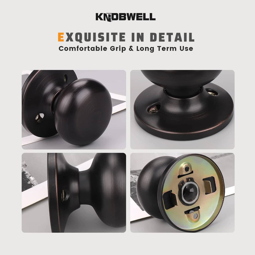 Matte black dummy door knob close-up showing finish and mounting plate