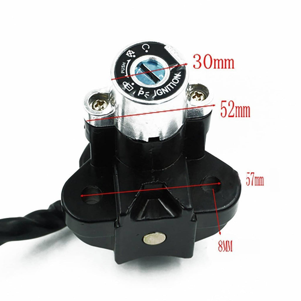 Ignition switch lock cylinder with round dial face, black housing and mounting tab