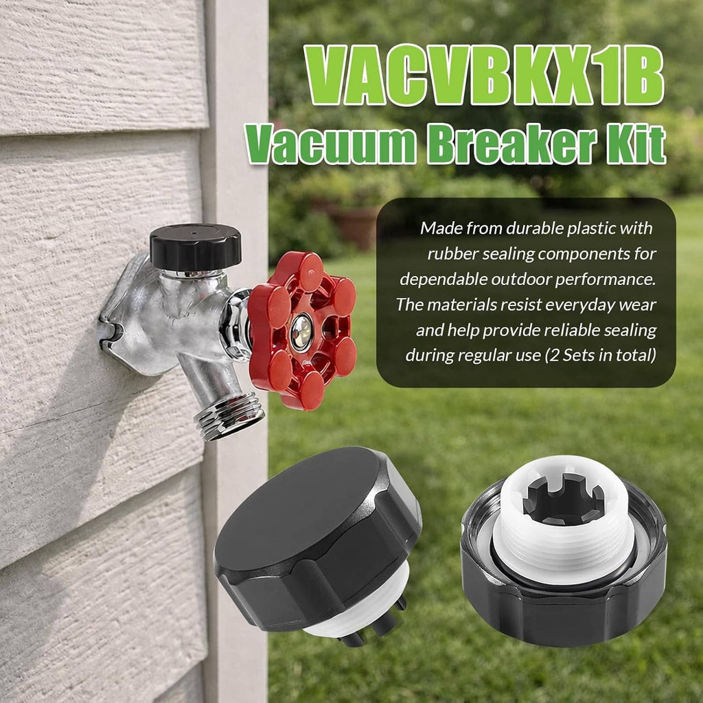 Vacuum breaker kit with red seal valve and metal sillcock inlet assembly