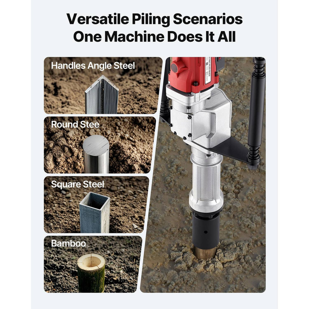 Electric piling post driver for angle, round, square, and bamboo stakes