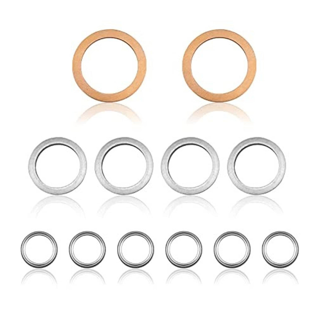 Assorted differential transfer case crush washer gasket rings in copper and silver