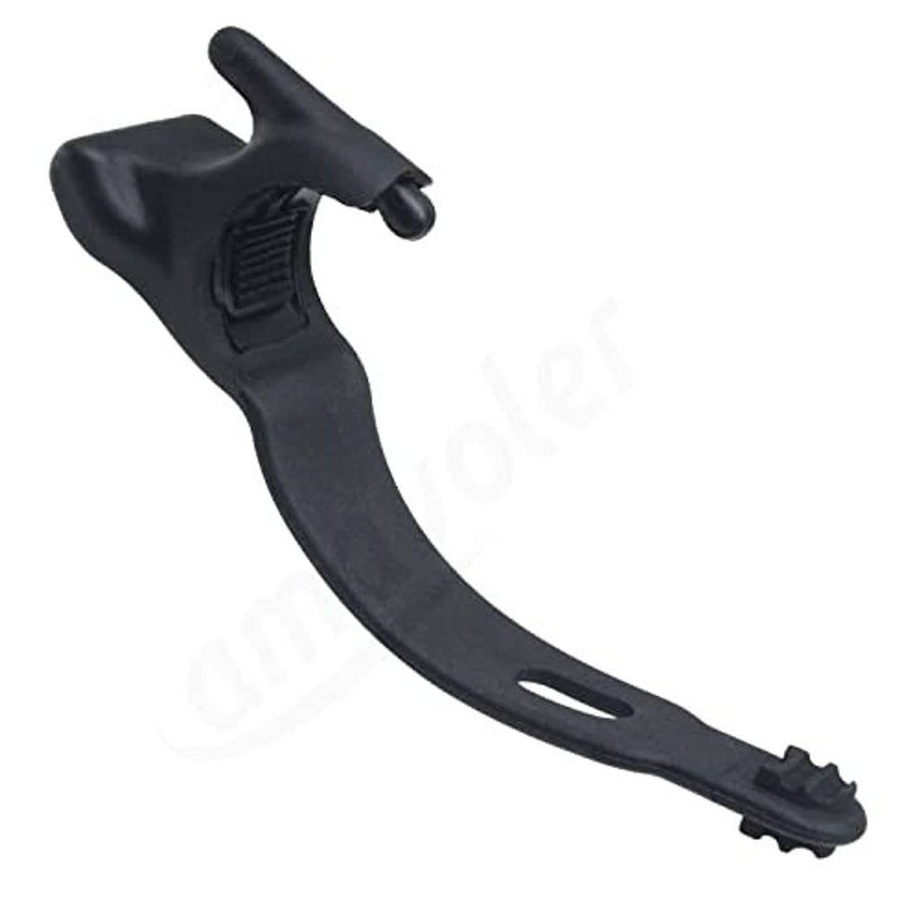 Black throttle assist grip with thumb lever, curved body, and gear-like mounting edge.