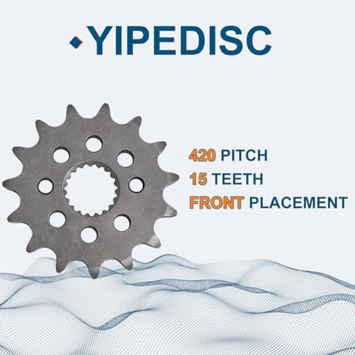 15-tooth 420 pitch front sprocket wheel with bolt holes and center sprocket teeth