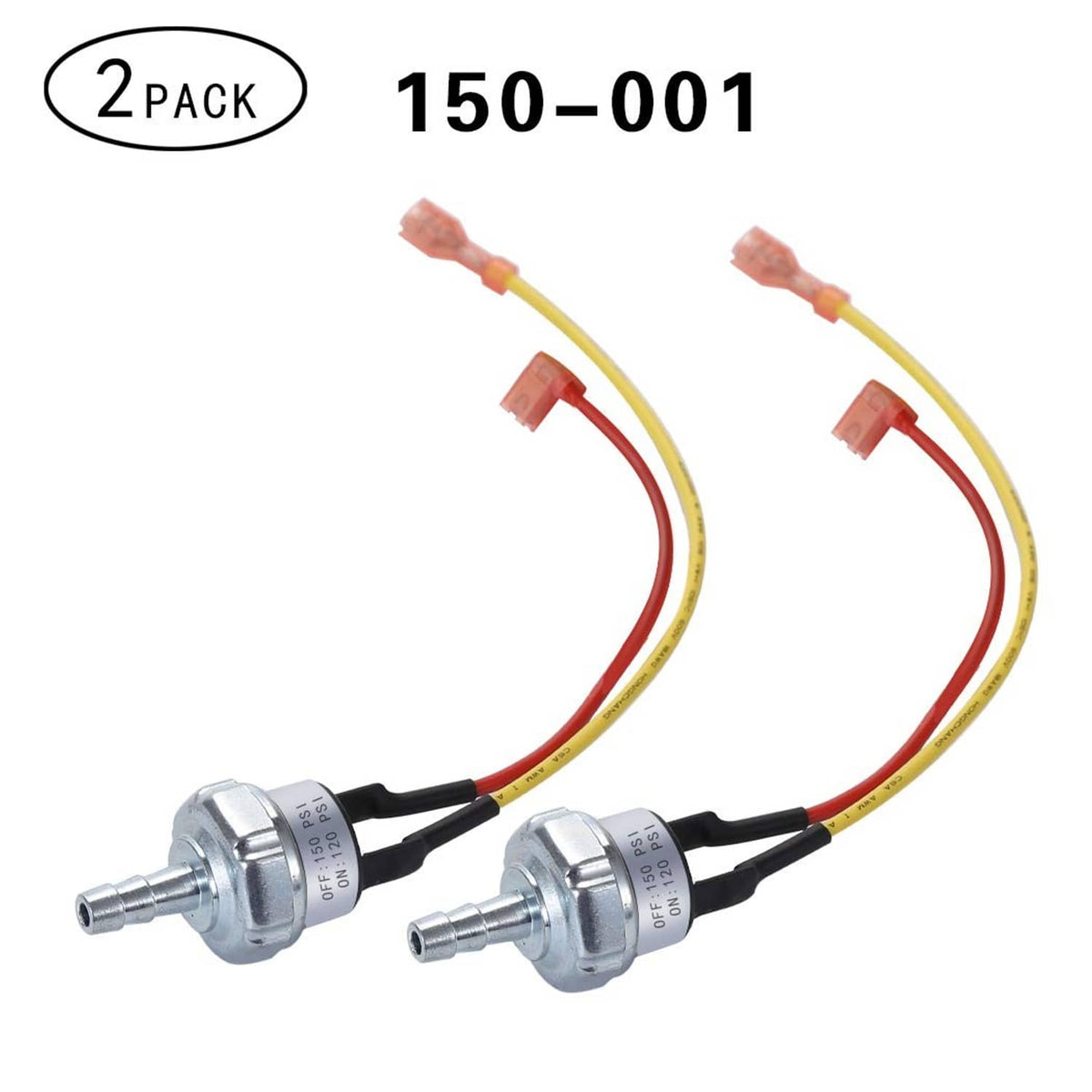 2-pack air pressure switch set with metal sensor and yellow/red wire harness